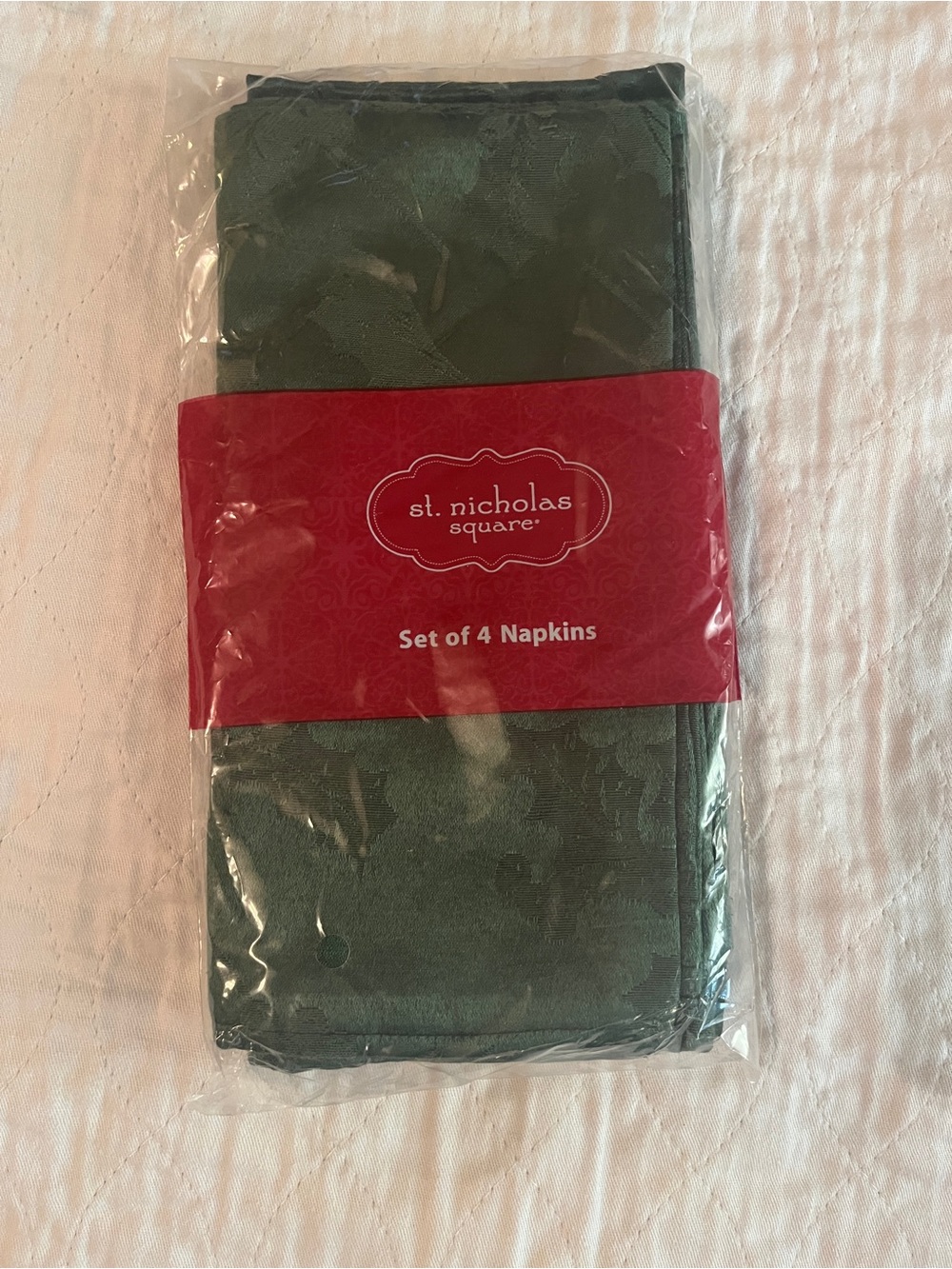 St. Nicholas Square Forest Green Damask Napkin Set - Pack of 4